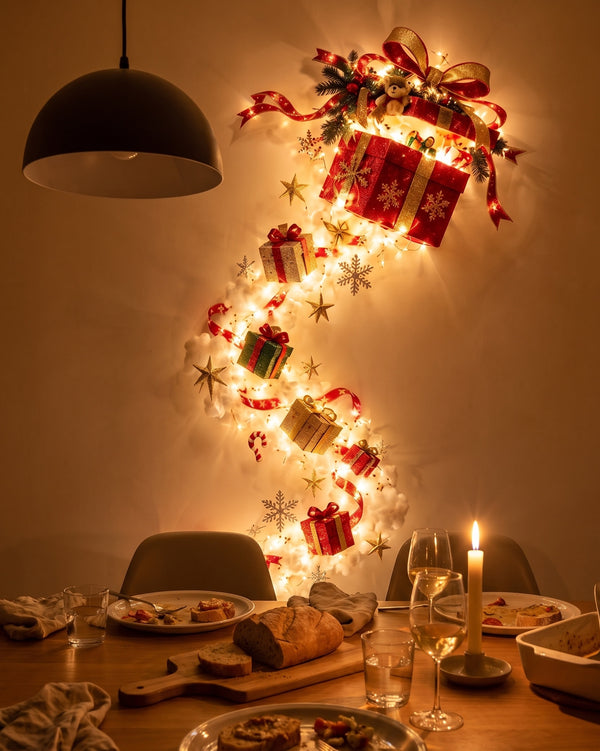 Customer photo of the gift box design on a dining room wall