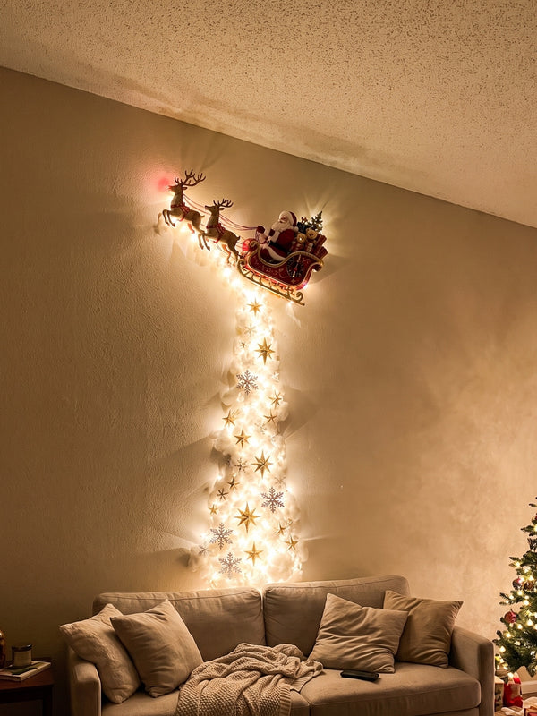 Customer photo of the sleigh design high on a living room wall