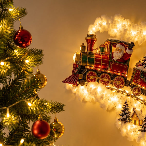 Customer close-up showing the decoration glowing the same warm colour as the tree lights